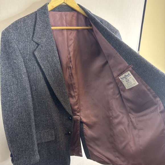 Vintage Harris Tweed Herringbone Sport Coat Blazer Men’s 44S Short Gray Blue - Picture 5 of 8